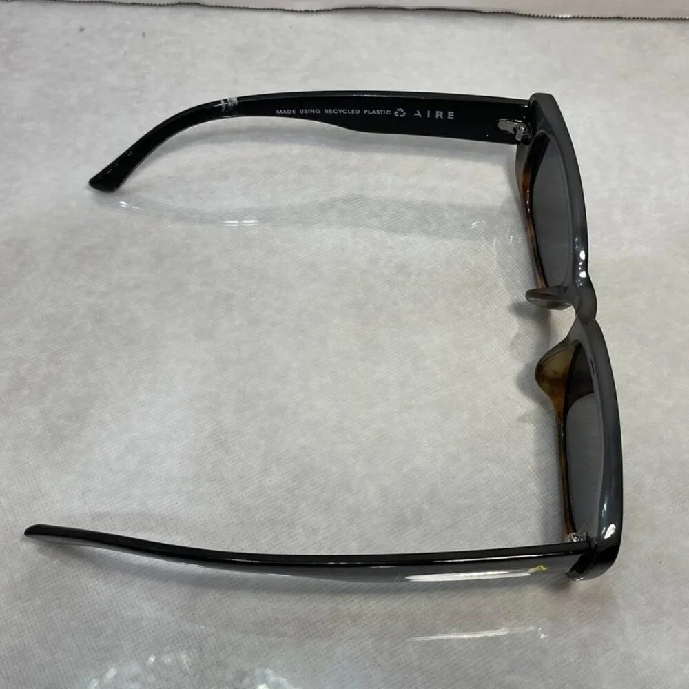 AIRE Ceres Slim Rectangle Sunglasses Dark Tort Smoke Mono